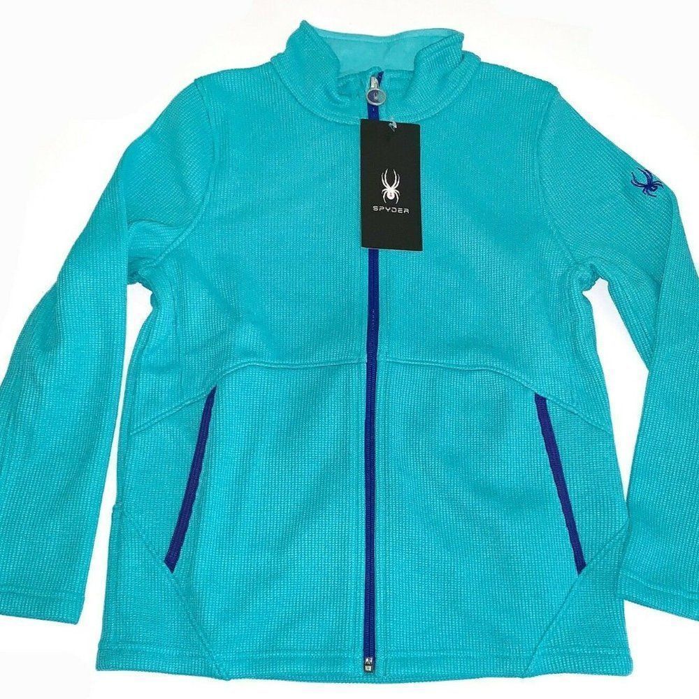 Spyder Girl's Fleece Lined Zip-Up Turquoise Jacket